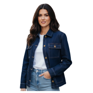 Wholesale Four Pocket Regular Fit Denim Jacket for Women