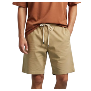 Men’s Elastic Waistband Drawstring Twill Shorts