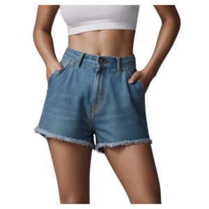 Women’s Classic Fit Five Pocket Frayed Hem Denim Shorts