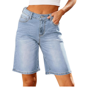 Women’s Classic Fit Five Pocket Bermuda Denim Shorts
