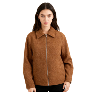 Wholesale Zip-up Wool Blend Jacket for Women