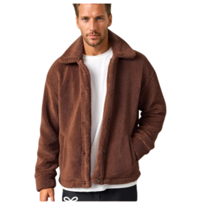Wholesale Zip-up Two Pocket Sherpa Jacket for Men